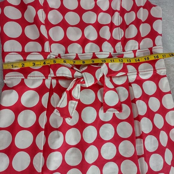 Kim Rogers Pink White Polka Dot Cotton Fit & Flare Sleeveless Belted Dress 16 - Picture 14 of 16